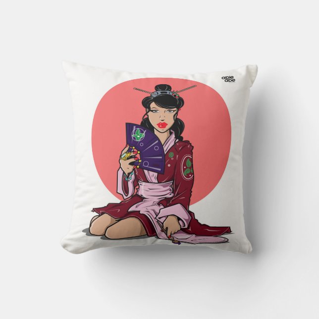Coussin Able Abe Studios Peinture Geisha Throw Pillow (Recto)