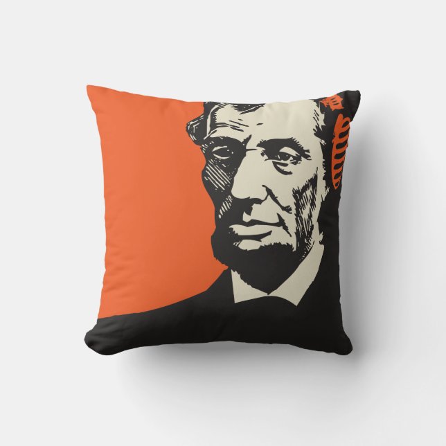 Coussin Abraham Lincoln dans des écouteurs (Recto)