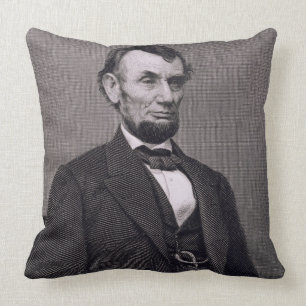 Coussin Abraham Lincoln, gravé d'une photographie va le