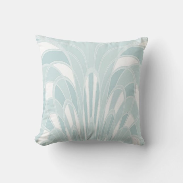 Coussin Abrégé sur champignon - art déco - Aqua (Recto)