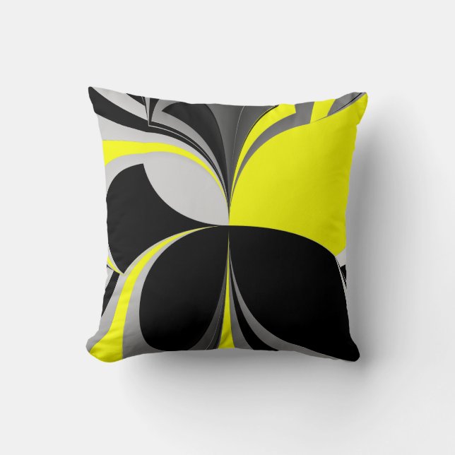 Coussin abrégé sur jaune sauvage noir (Recto)