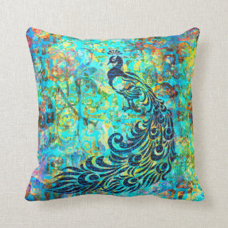 Coussin Abrégé sur lumineux assez coloré paon de turquoise