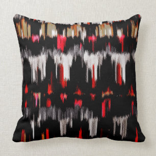 Coussin Abrégé sur noir rouge gris peignant #3
