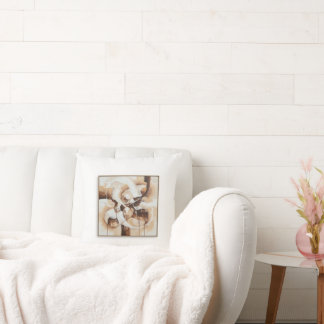 Coussin Abstract art with white, beige and brown colours.