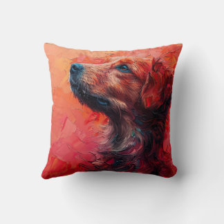 Coussin Abstract dog portrait in vibrant red hues. Generat