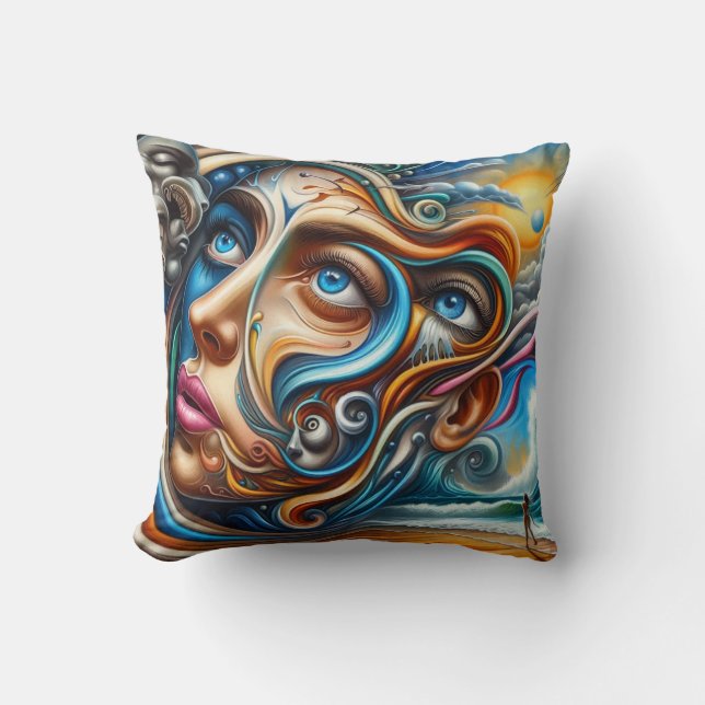 Coussin Abstract Dreamscape Ocean Serenity & Cosmic Wonder (Recto)