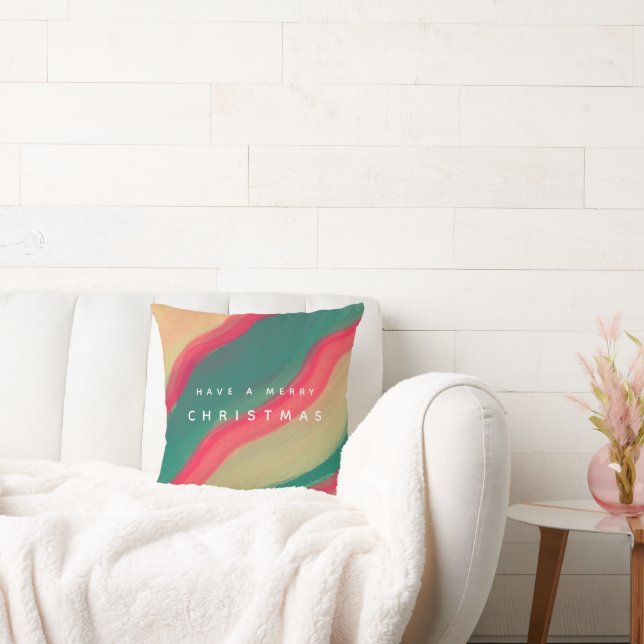 Coussin Abstract Hand Painted Pattern Flat Holiday Card (Canapé)