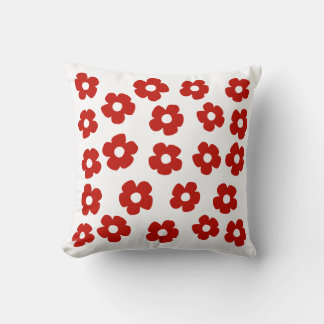 Coussin Abstract Red Flower Pattern Throw Pillow