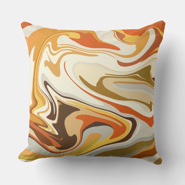 Coussin Abstract Swirling Orange and Beige Design (Recto)