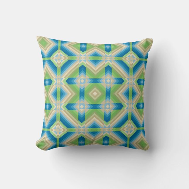 Coussin Abstraction formes géométriques bleu vert elem bla (Recto)