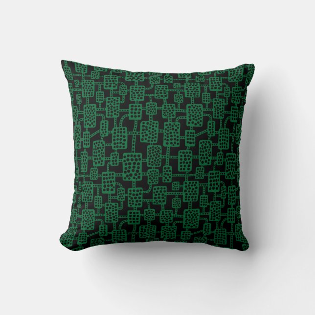 Coussin Abstrait 041113 - Vert forestier sur noir (Recto)