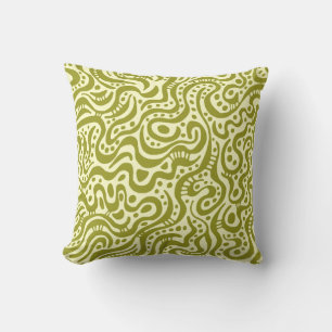 Coussin Abstrait 041211 - Olive on Cream