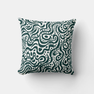 Coussin Abstrait 041211 - Vert foncé sur blanc