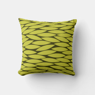 Coussin Abstrait 250713 - Banana Yellow on Deep Olive