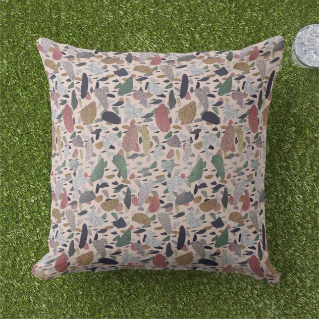 Coussin Abstrait Art moderne Terrazzo Style Motif (Herbe)
