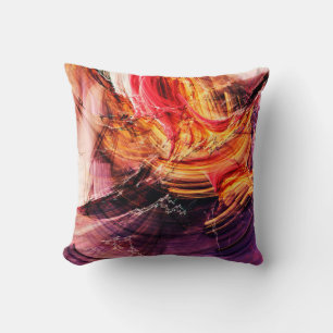 Coussin Abstrait beau violet, rouge et jaune brillant c