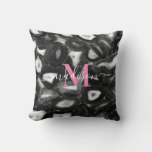Abstrait Black White agates script de code monogra