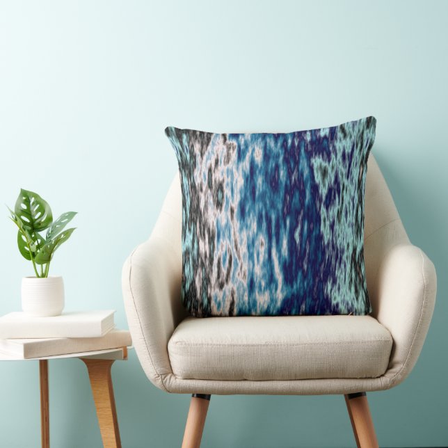 Coussin Abstrait bleu noir et blanc (Chaise)