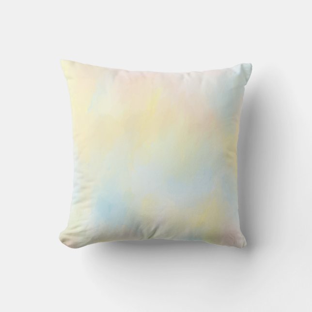 Coussin       Abstrait bleu pastel jaune rose  (Recto)
