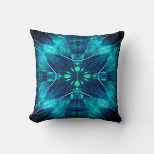 Coussin Abstrait Bloom Aqua et Blue Fractal Design