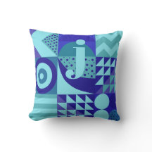 Abstrait blues greens formes géométriques monogram