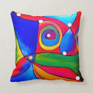 Coussin Abstrait brillant coloré Katalin BatorHos Art