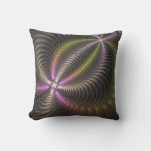 Coussin Abstrait brillant Trippy coloré 3D Fractal Art