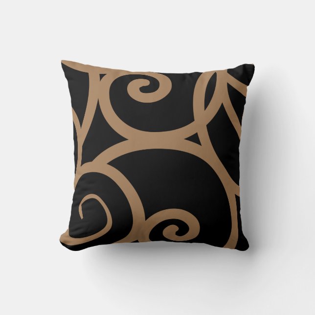 coussin abstrait brun moyen et noir (Recto)