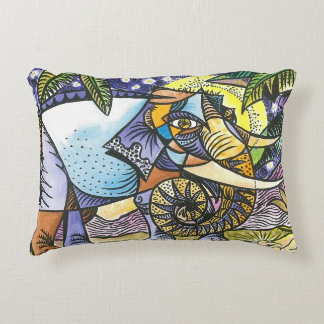 Coussin abstrait d'accent d'éléphant (Devant)