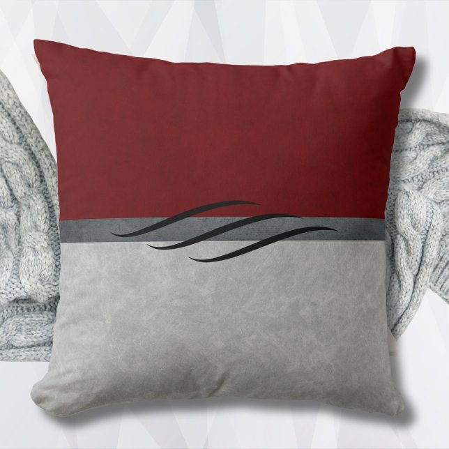 Coussin Abstrait d'accents de Bourgogne moderne (Modern Burgundy Abstract Accent Pillow)