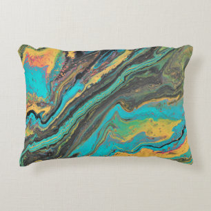 Coussin Abstrait d'accents de Radio King 3 Turquoi