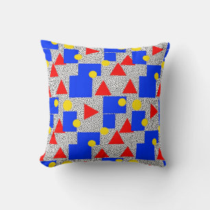 Coussin Abstrait de couleur primaire géométrique gras de s