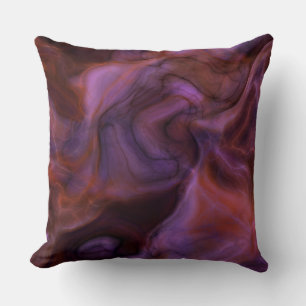 Coussin abstrait de marbre violet et orange