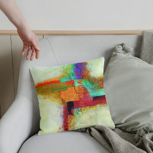Coussin Abstrait Elegant mixte motif de peinture coloré