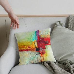 Coussin Abstrait Elegant mixte motif de peinture coloré