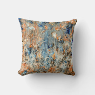Coussin Abstrait en bleu et orange