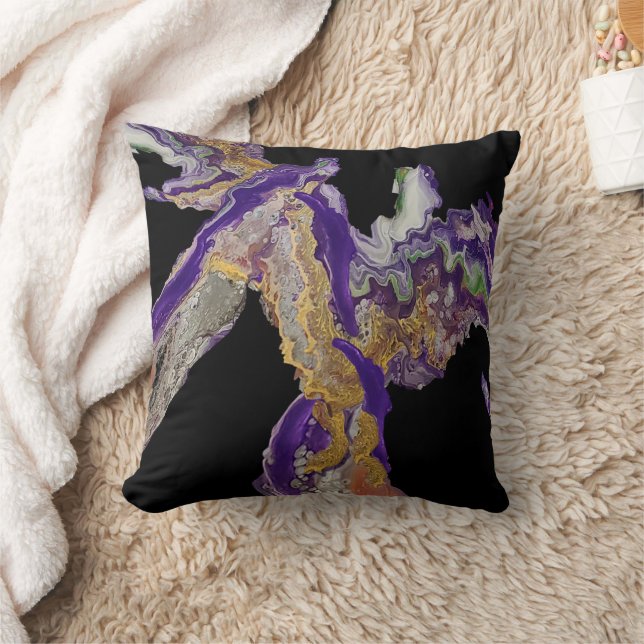 Coussin Abstrait en violet - Conception acrylique fluide s (Couverture)