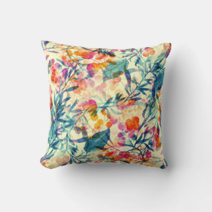 Coussin Abstrait fleuri : herbes, fleurs motif.