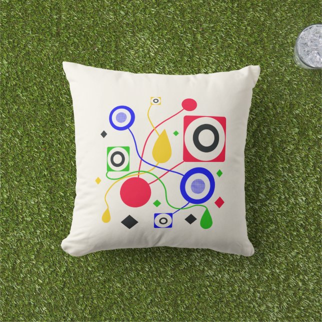 Coussin Abstrait géométrique (Herbe)