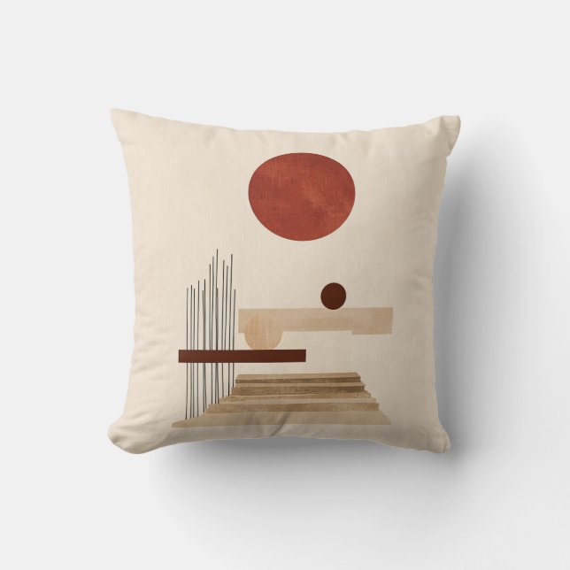 Coussin Abstrait géométrique moderne du milieu du siècle (Recto)