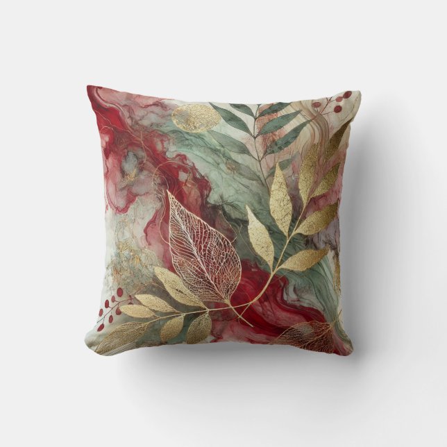 Coussin Abstrait Grand Feuille d'or Motif Artwork Style 31 (Recto)