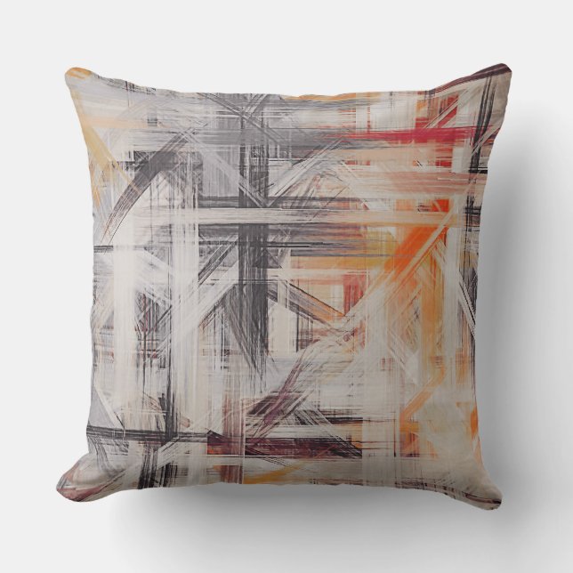 Coussin Abstrait gris-noir orange (Recto)