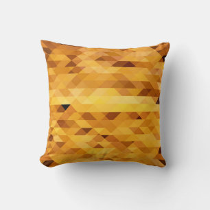 Coussin Abstrait jaune orange mosaïque numérique polygonal