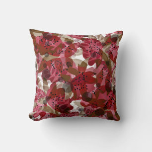 Coussin Abstrait joli joli fleurs rouges design floral