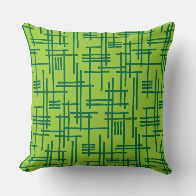 Coussin Abstrait Lines 120923 - Forest Green sur Martian G (Recto)