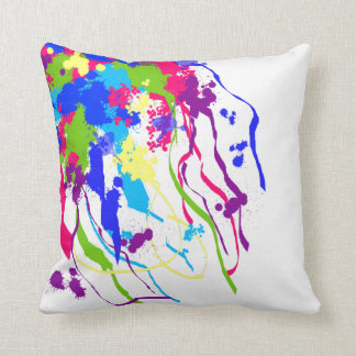 Coussin abstrait lumineux et coloré d'éclaboussure