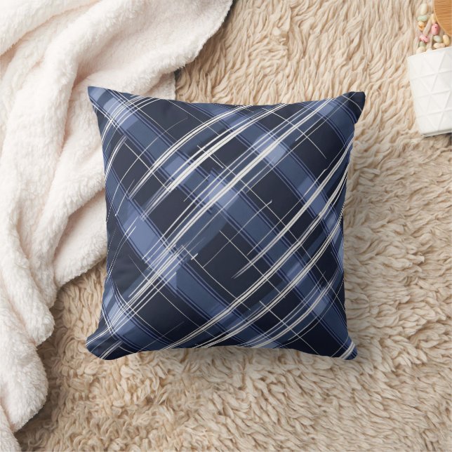Coussin Abstrait Marine bleue Plaid À damiers Motif (Couverture)