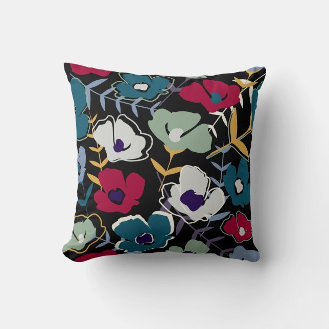 Coussin Abstrait moderne fleurs simples et feuilles e (Recto)