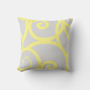 coussin abstrait moderne jaune et gris clair