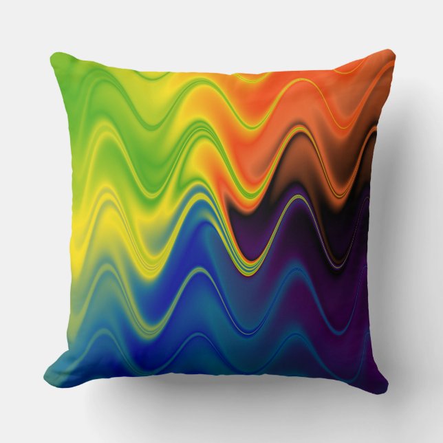 Coussin Abstrait Multicolore Ondulé (Recto)
